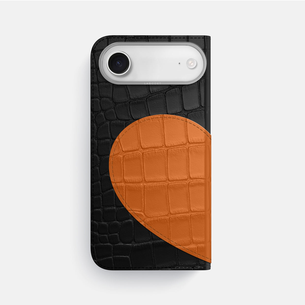 Folio Case With Heart For iPhone 17 Air In Alligator -3 | Black-Steel