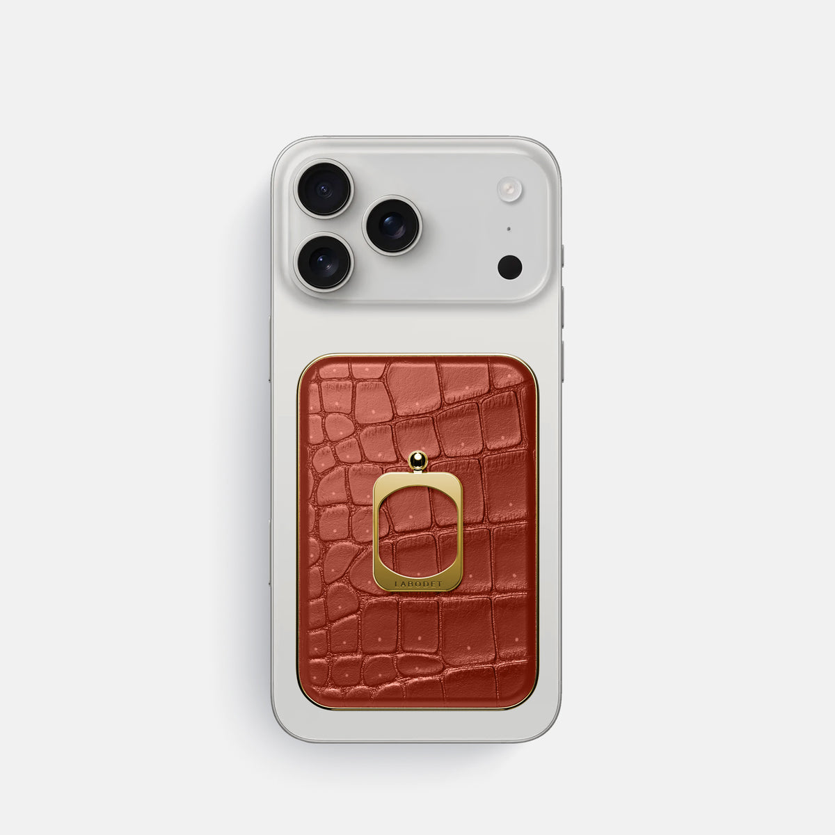 MagSafe Ring For iPhone 17 Pro In Porosus Crocodile -2 | Mahogany-Brown-Gold