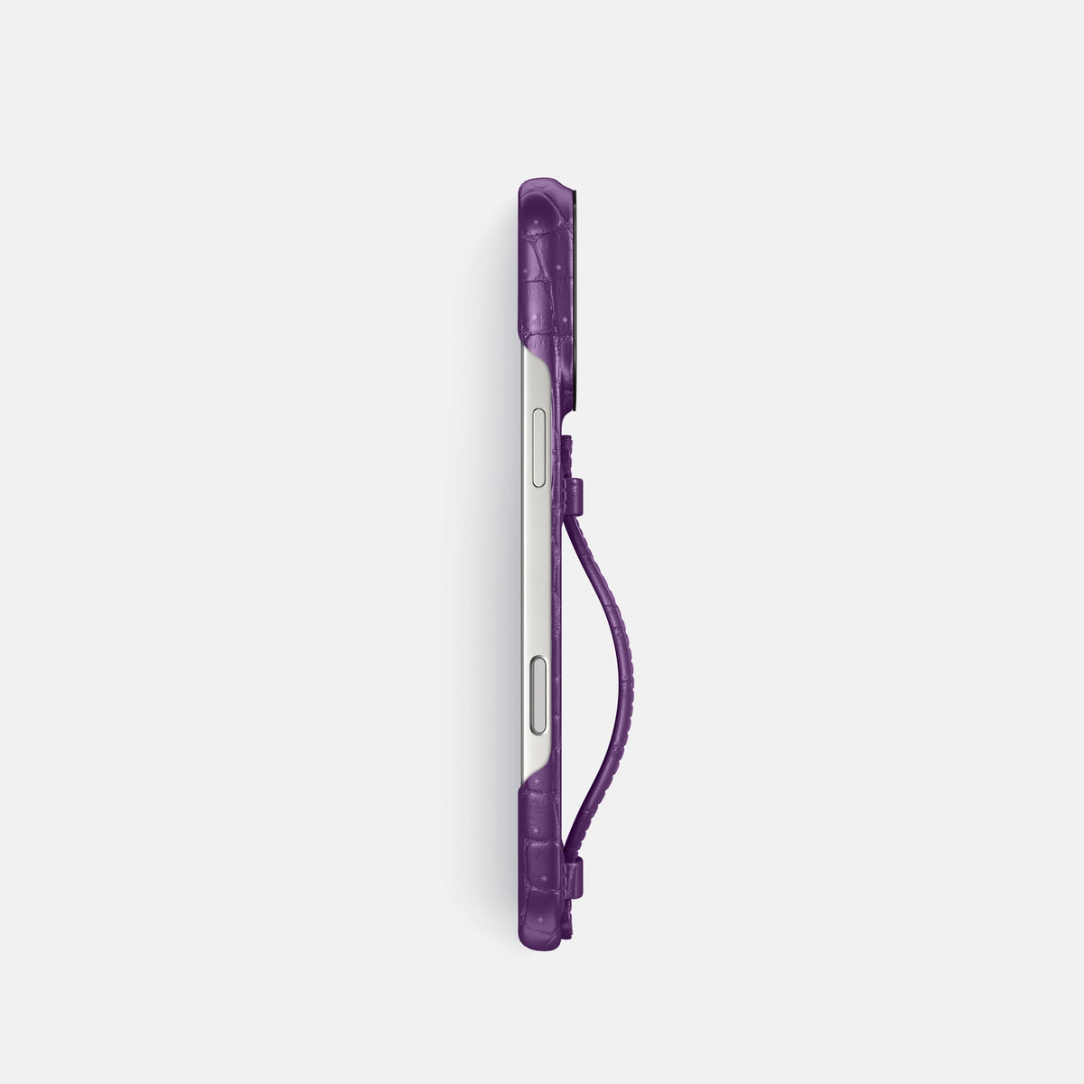 Center Handle For iPhone 18 Pro In Porosus Crocodile -2 | Purple-Black