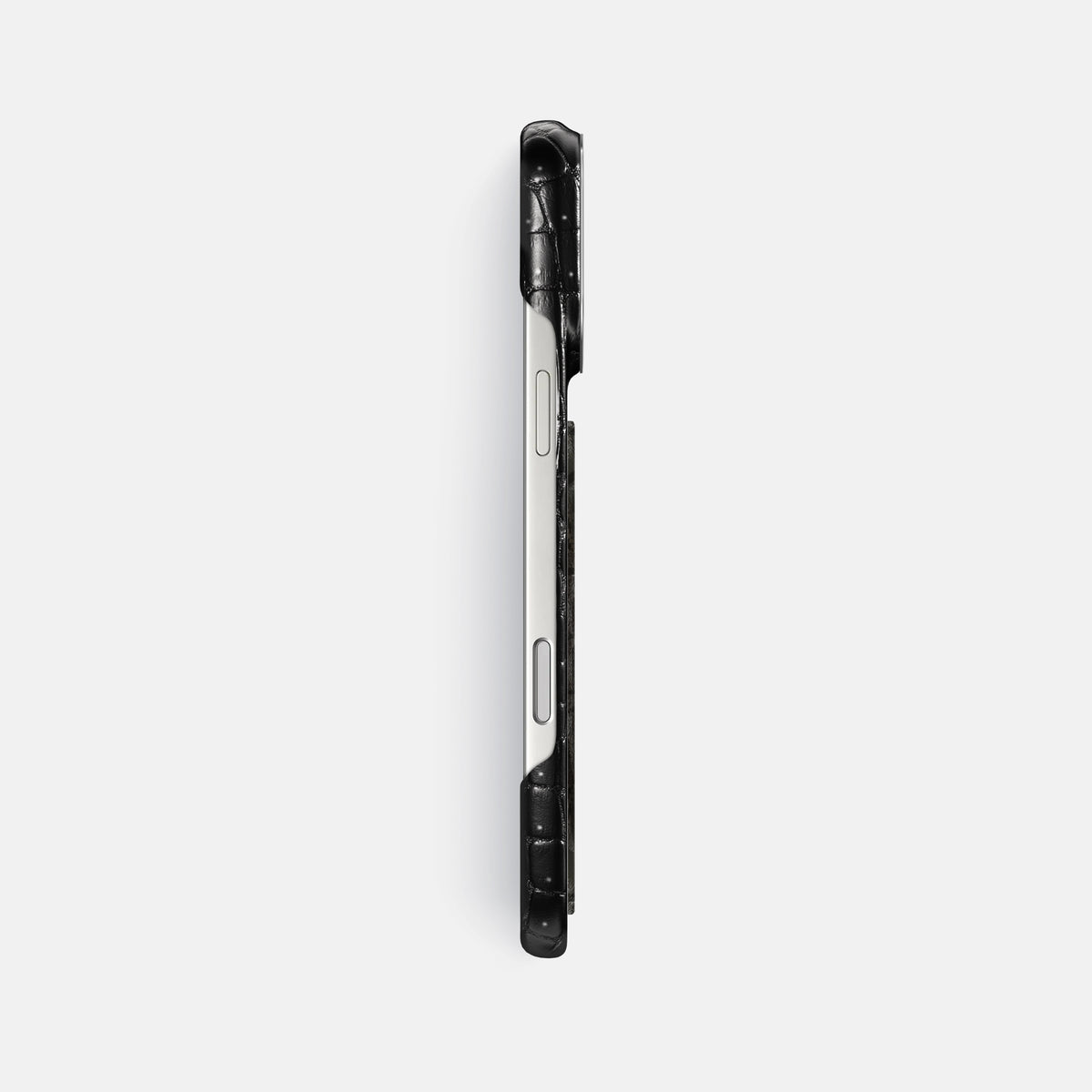 Classic Case With Carbon Dragon For iPhone 17 Pro Max In Porosus Crocodile -3 | Shiny-Black-Steel
