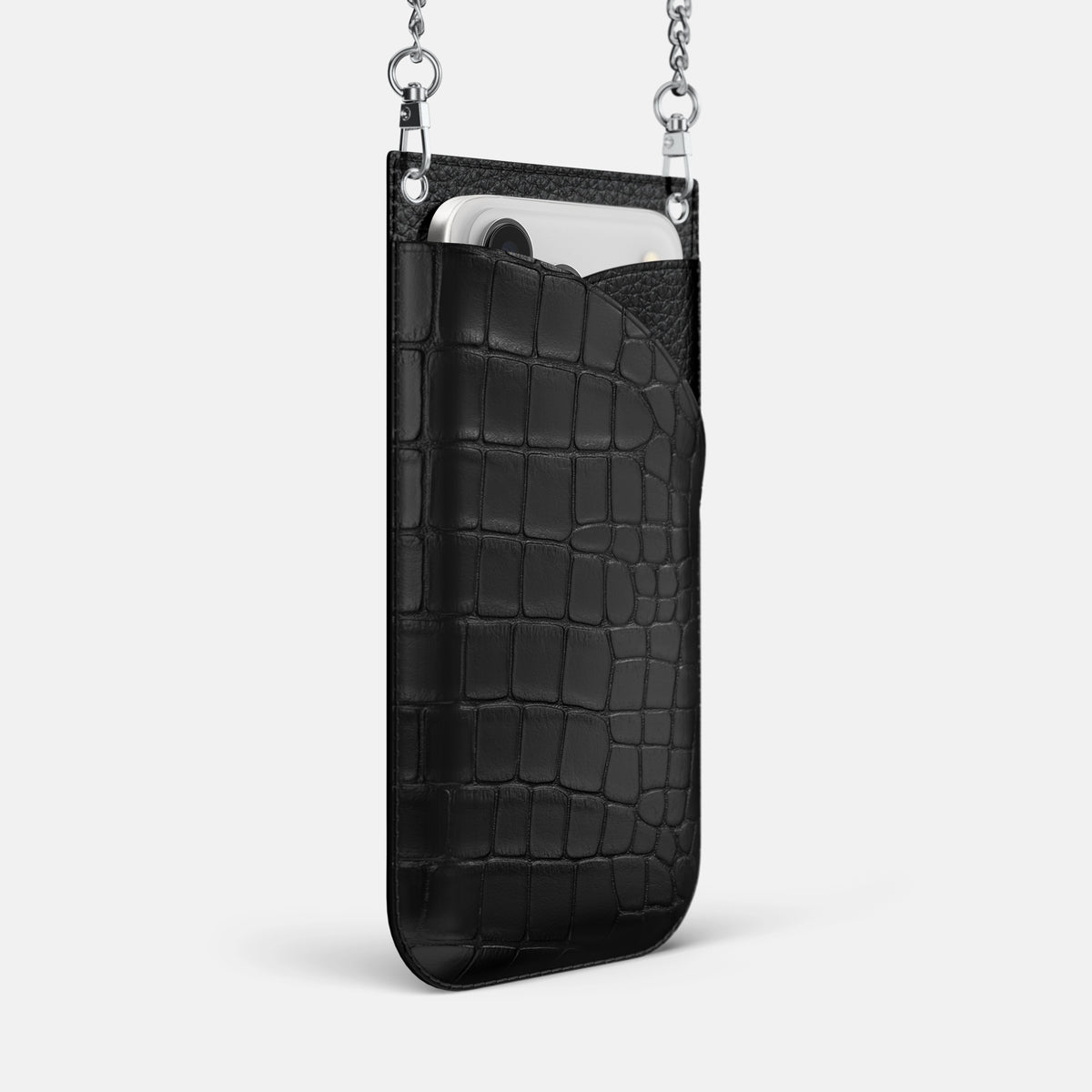 Crossbody Bag For iPhone 17 Pro In Alligator -2 | Black-Steel