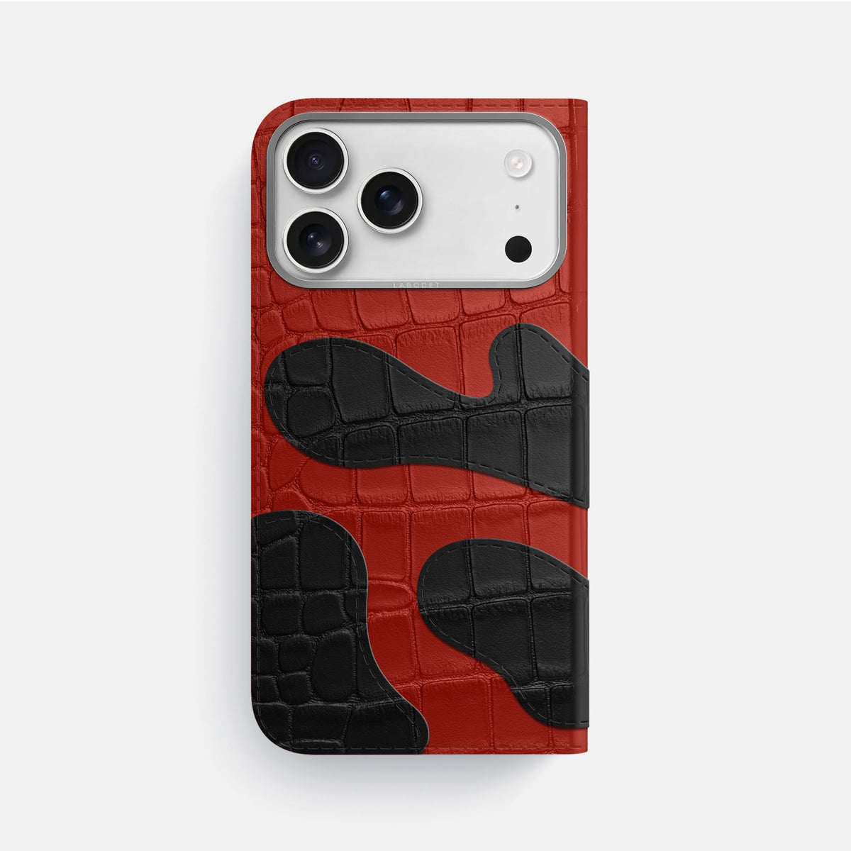 Camouflage Folio For iPhone 18 Pro Max In Alligator -3 | Red-Steel