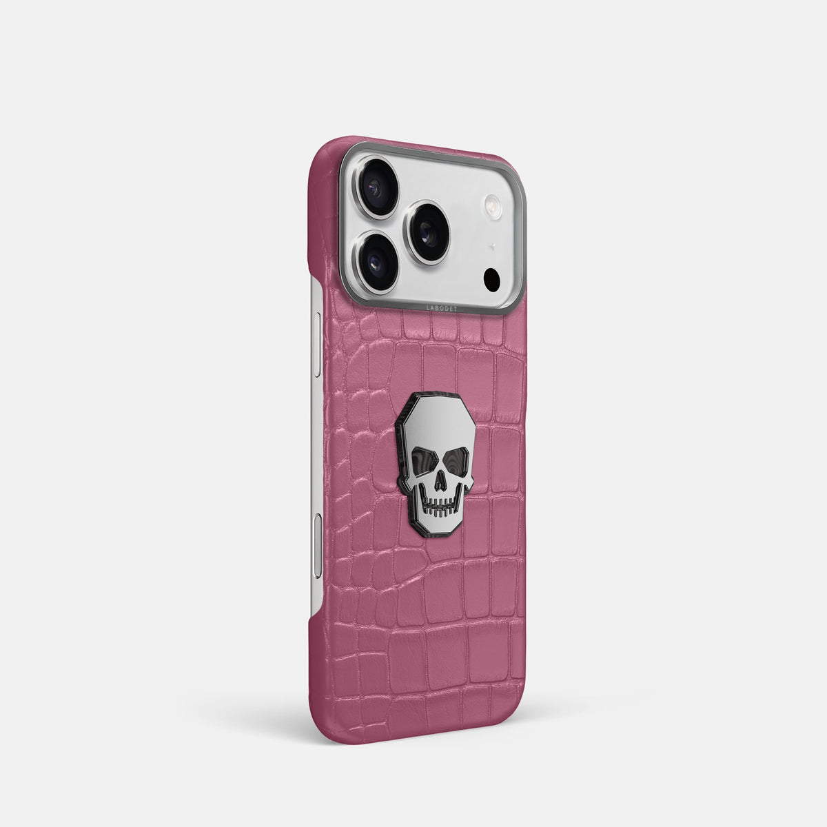 Classic Case With Titanium Skull For iPhone 18 Pro In Alligator -2 | Pink-Lagoon-Steel
