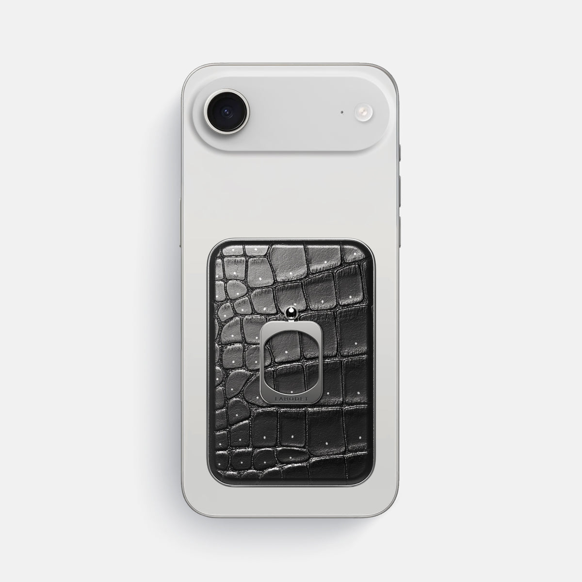 MagSafe Ring For iPhone 17 Air In Porosus Crocodile -2 | Shiny-Black-Steel