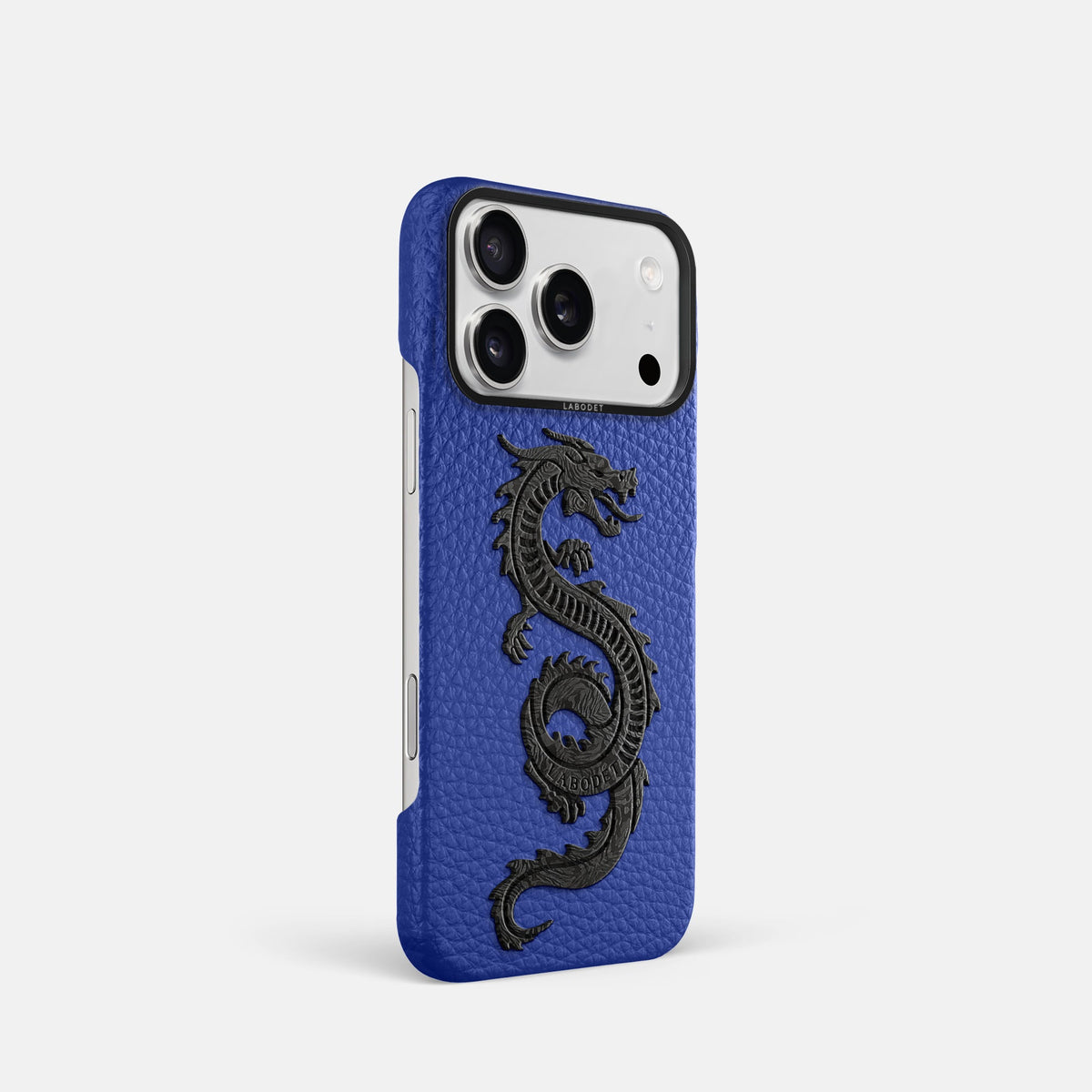 Classic Case With Carbon Dragon For iPhone 18 Pro In Calf -2 | Royal-Blue-Black