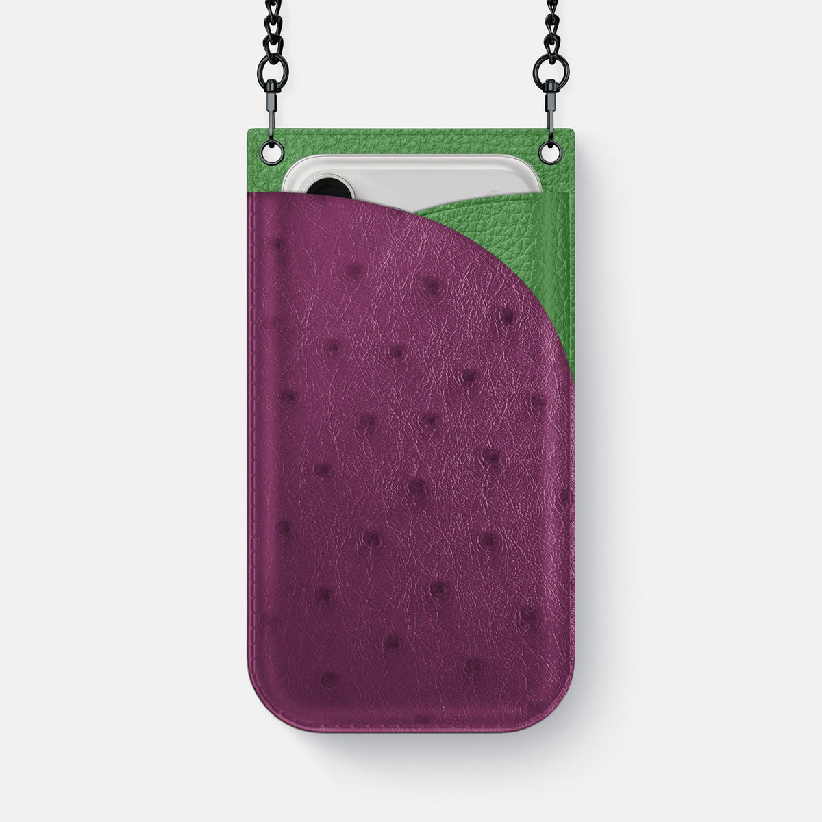 Crossbody Bag For iPhone 18 Pro Max In Ostrich -1 | Purple-Black