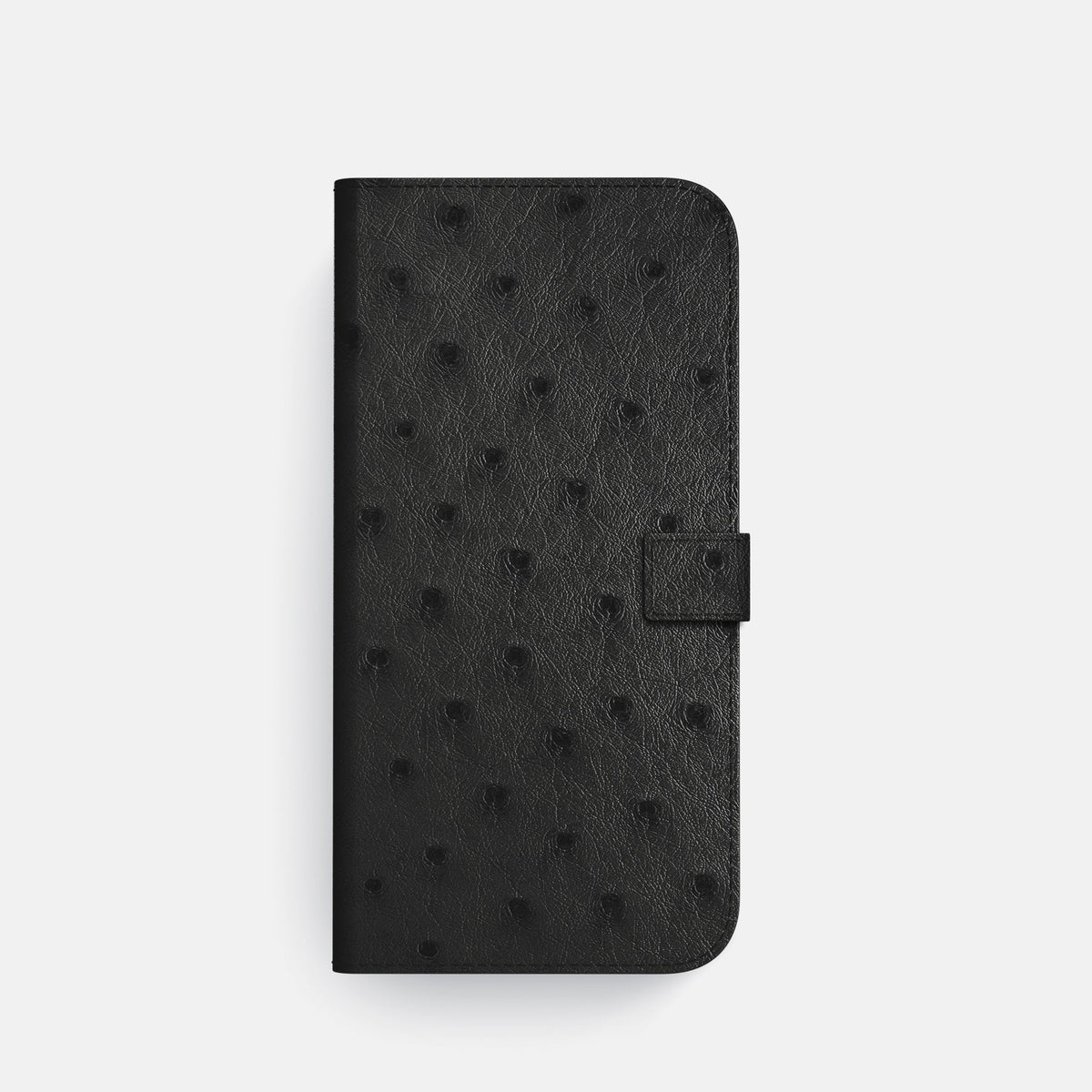 Folio Case with Clasp For iPhone 18 Pro In Ostrich -4 | Black-Black