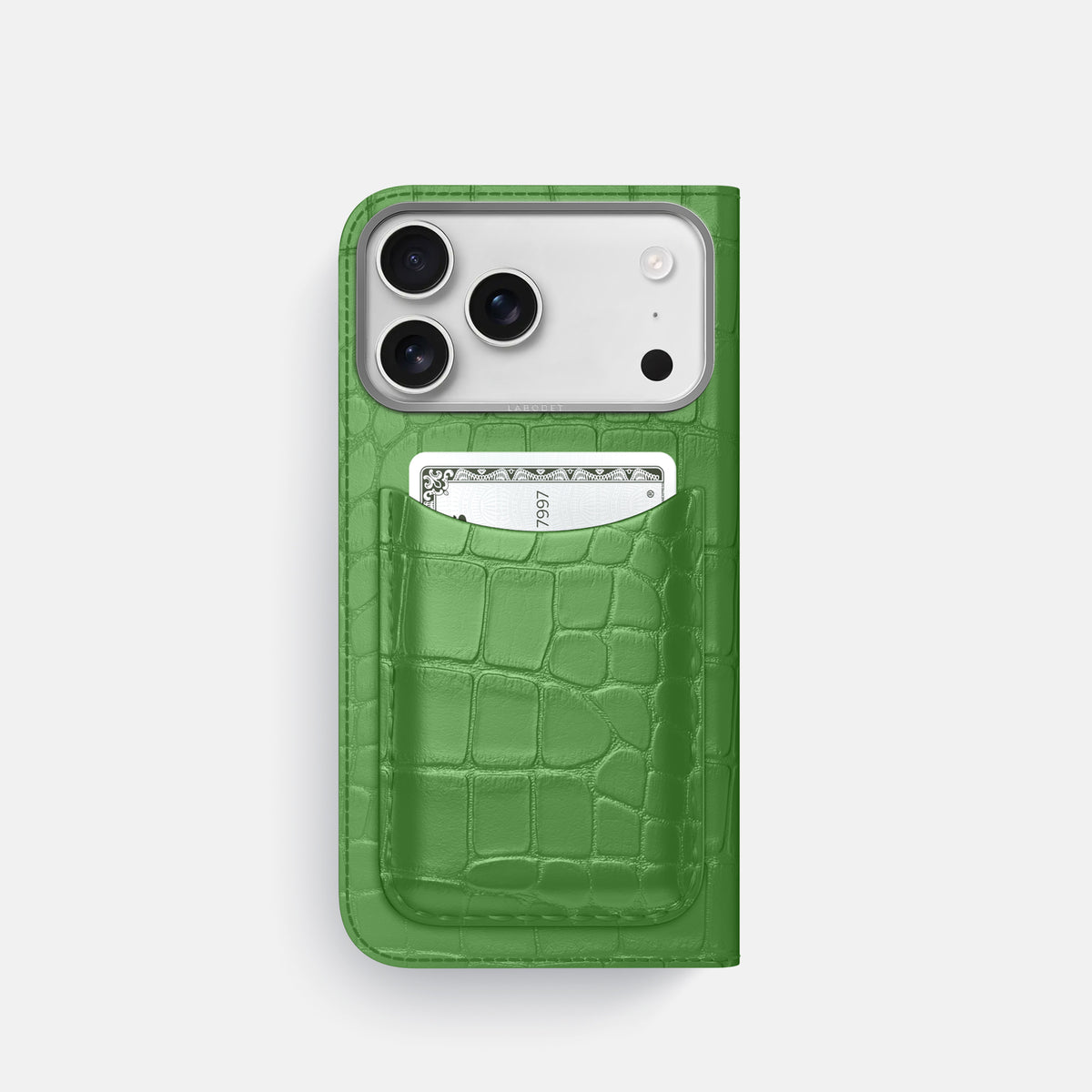 Folio Case with Card For iPhone 17 Pro In Alligator -3 | Apple-Green-Steel