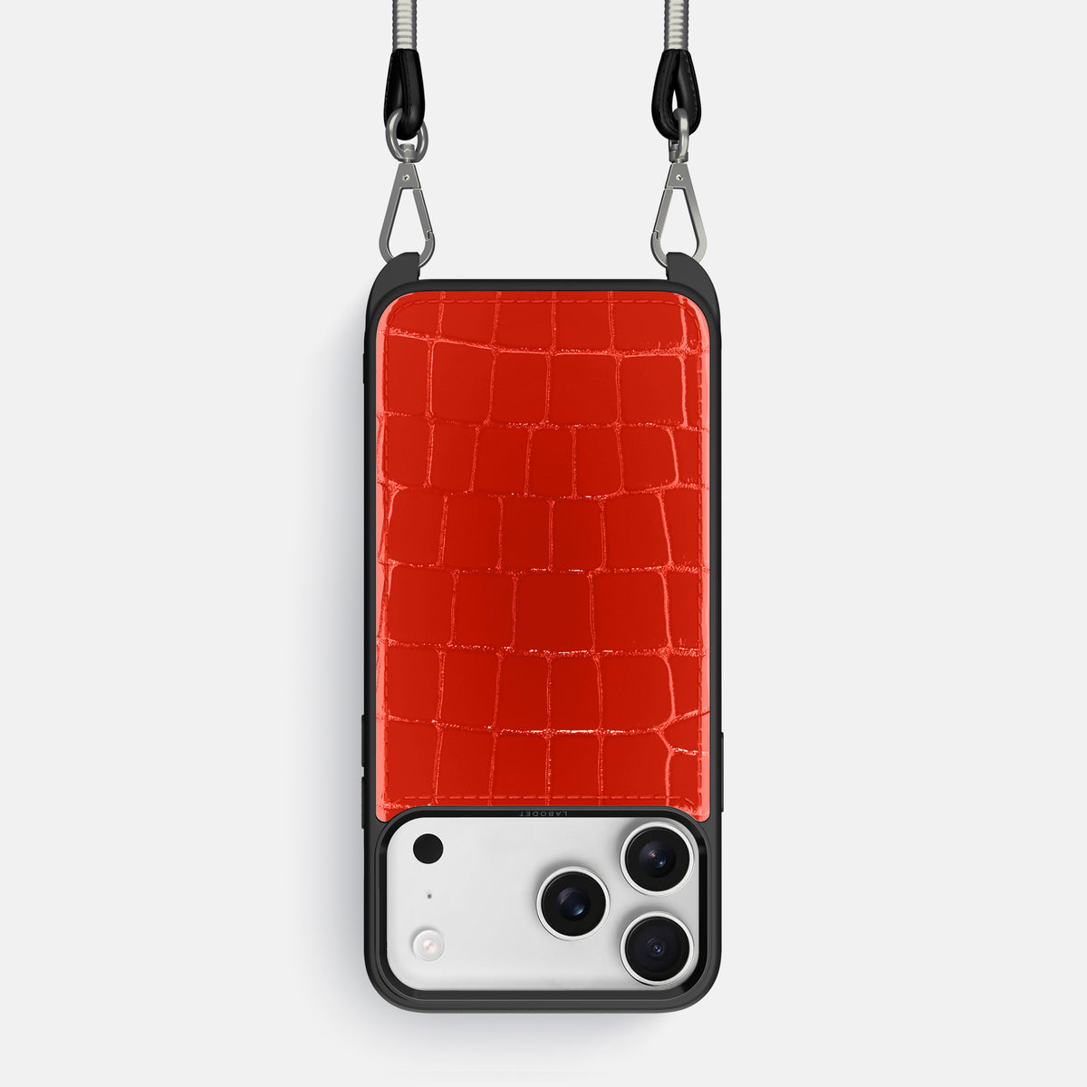 Crossbody Sport Case For iPhone 17 Pro In Shiny Alligator -1 | Coral-Orange