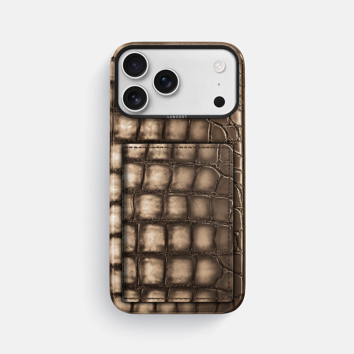 Bi-Fold Case For iPhone 18 Pro Max In Patina Alligator -1 | Etoupe-Black