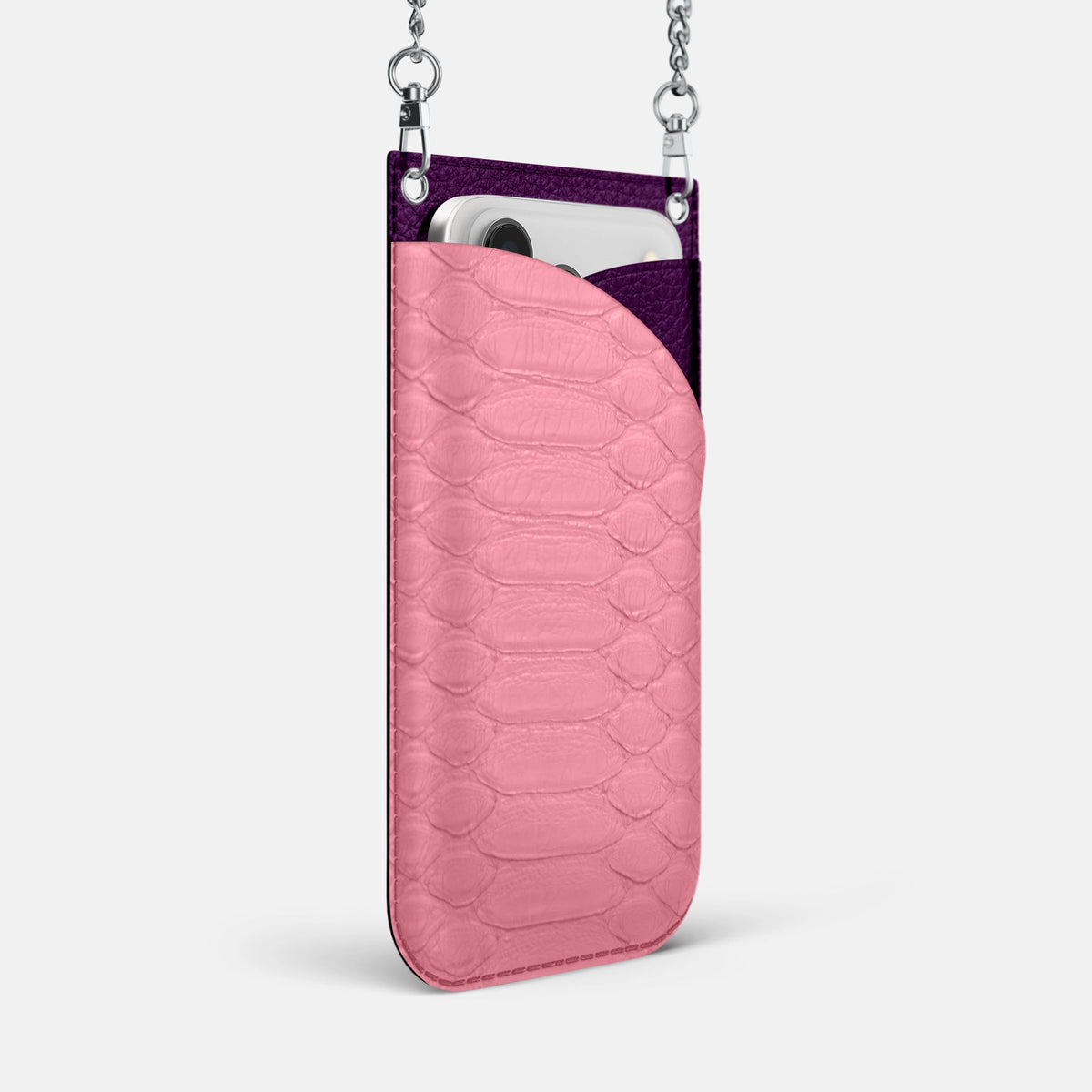 Crossbody Bag For iPhone 18 Pro Max In Python -2 | Pink-Steel
