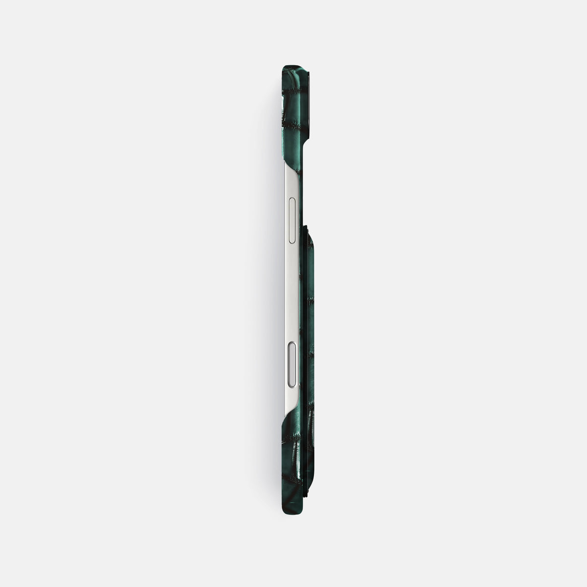Double Card Case For iPhone 17 Air In Patina Alligator -3 | Green-Black