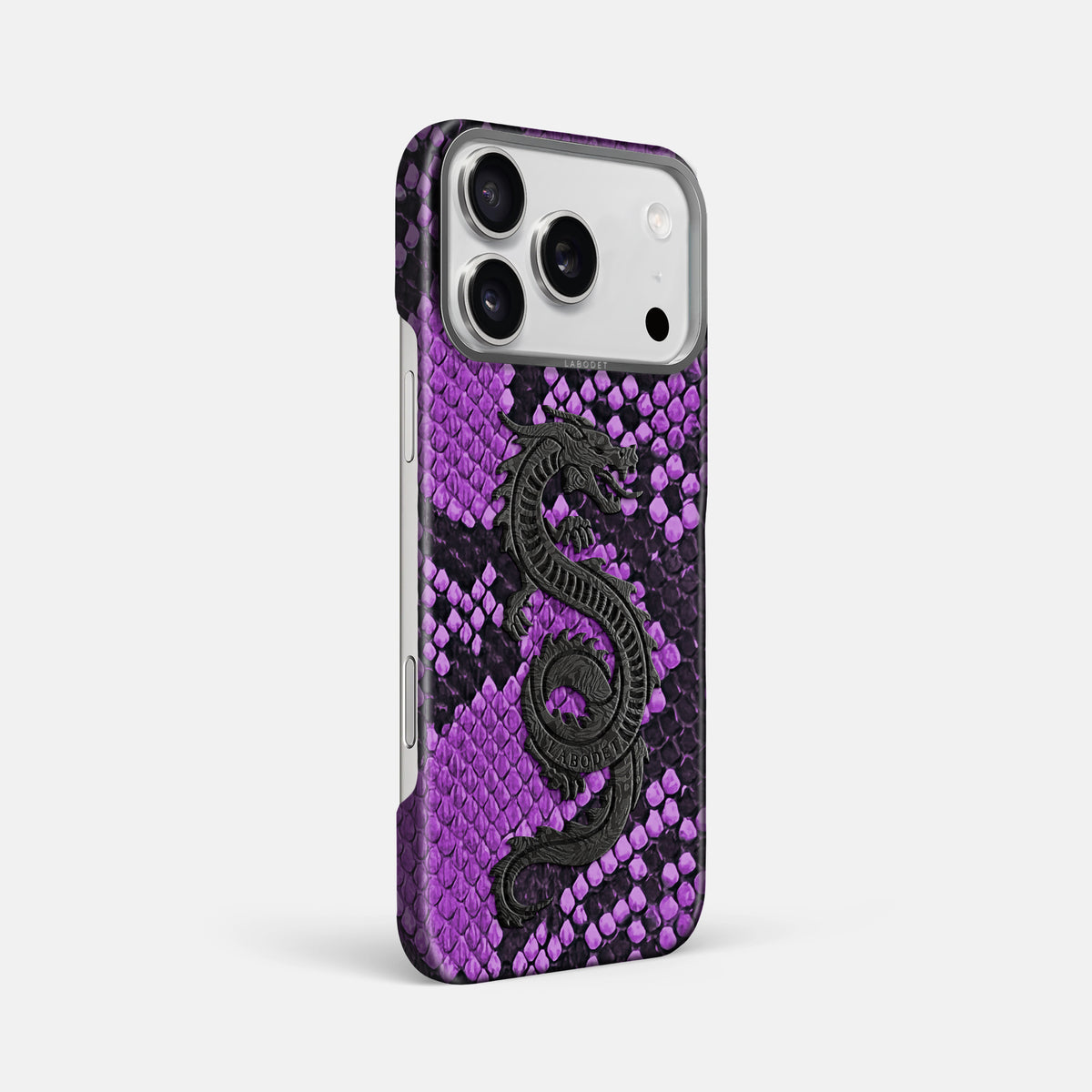 Classic Case With Carbon Dragon For iPhone 17 Pro Max In Deluxe Python -2 | Purple-Steel