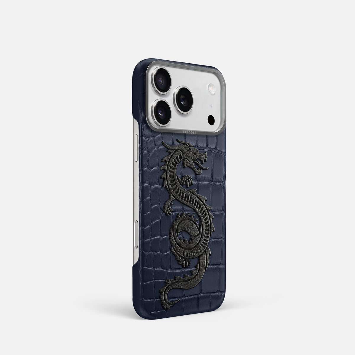 Classic Case With Carbon Dragon For iPhone 18 Pro In Alligator -2 | Navy-Blue-Steel