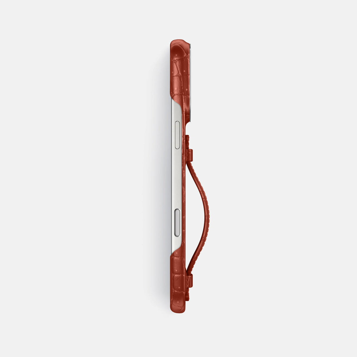 Center Handle For iPhone 18 Pro Max In Porosus Crocodile -2 | Mahogany-Brown-Steel