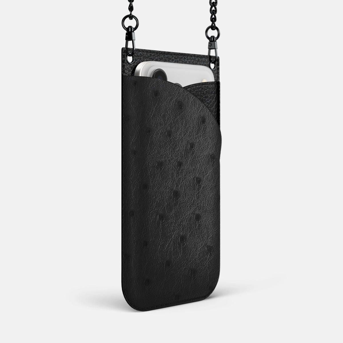 Crossbody Bag For iPhone 18 Pro Max In Ostrich -2 | Black-Black