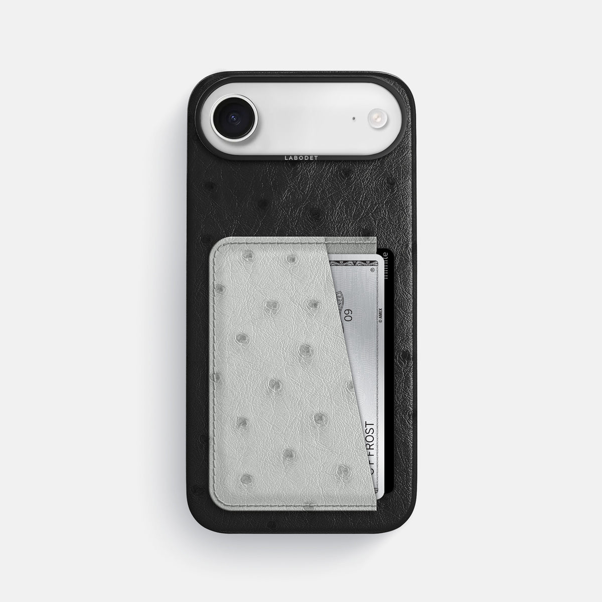 Double Card Case Coloré For iPhone 17 Air In Ostrich -1 | Black-Black