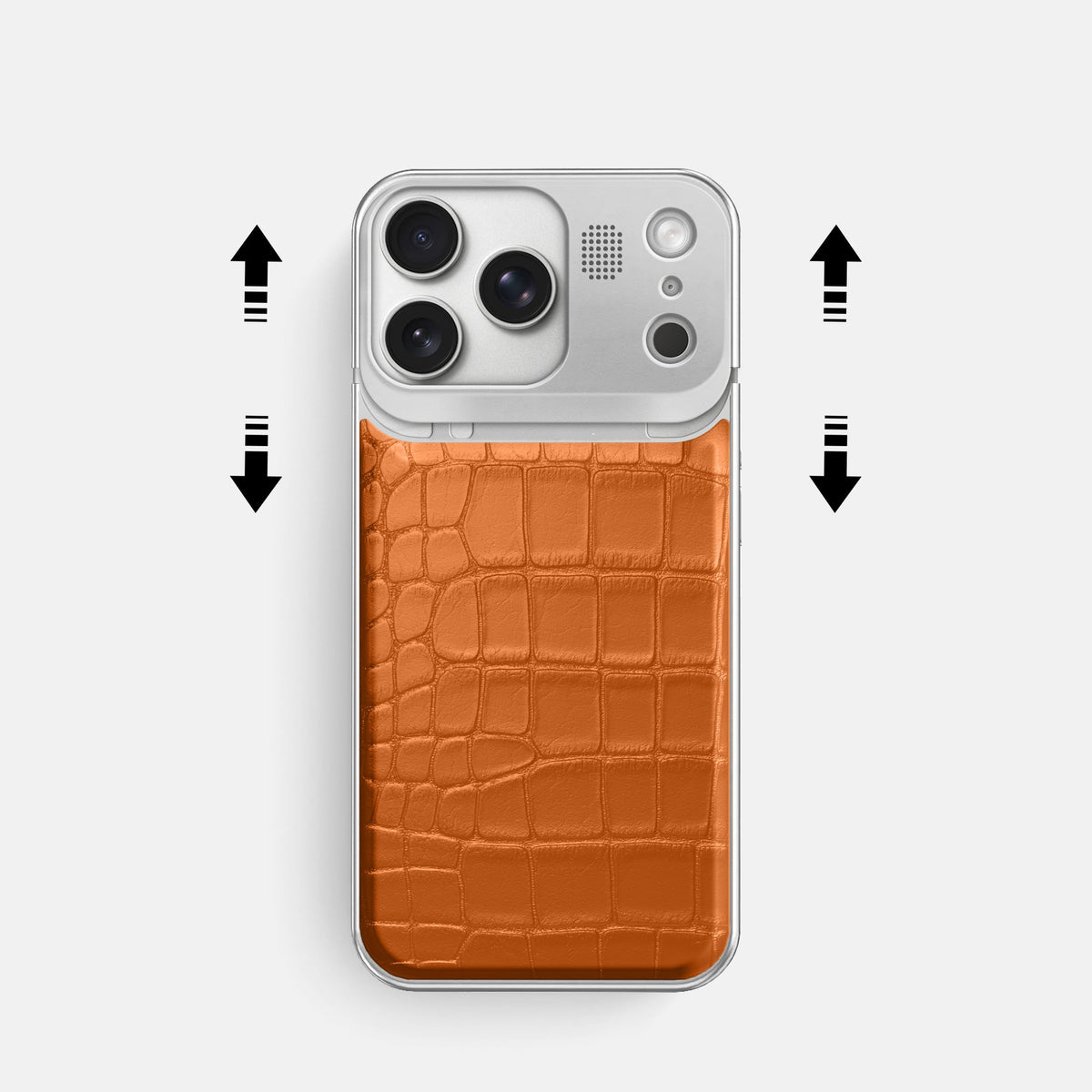 Metal Case For iPhone 18 Pro In Alligator -2 | Orange-Steel