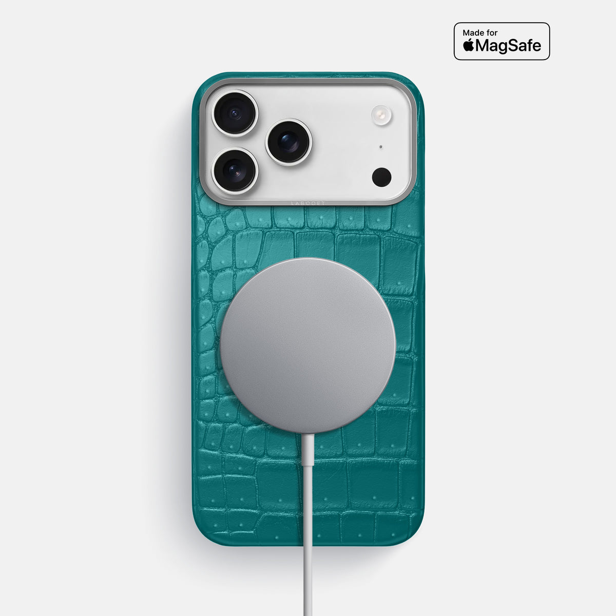 Classic Case For iPhone 17 Pro Max In Porosus Crocodile -5 | Celadon-Steel