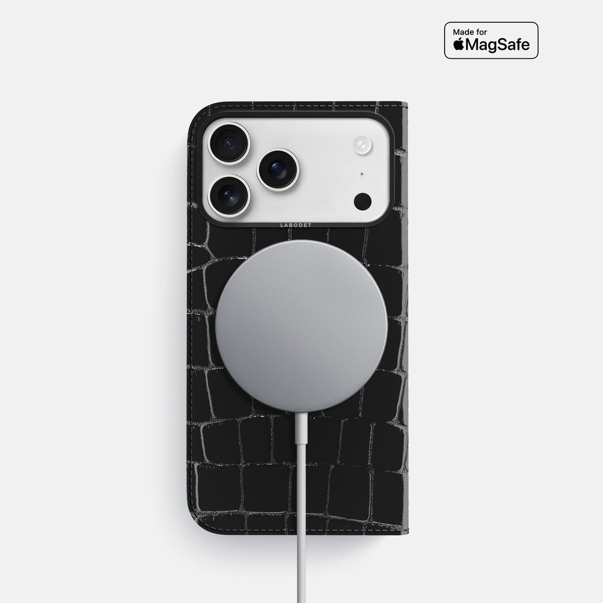 Folio Case For iPhone 18 Pro In Shiny Alligator -3 | Black-Black