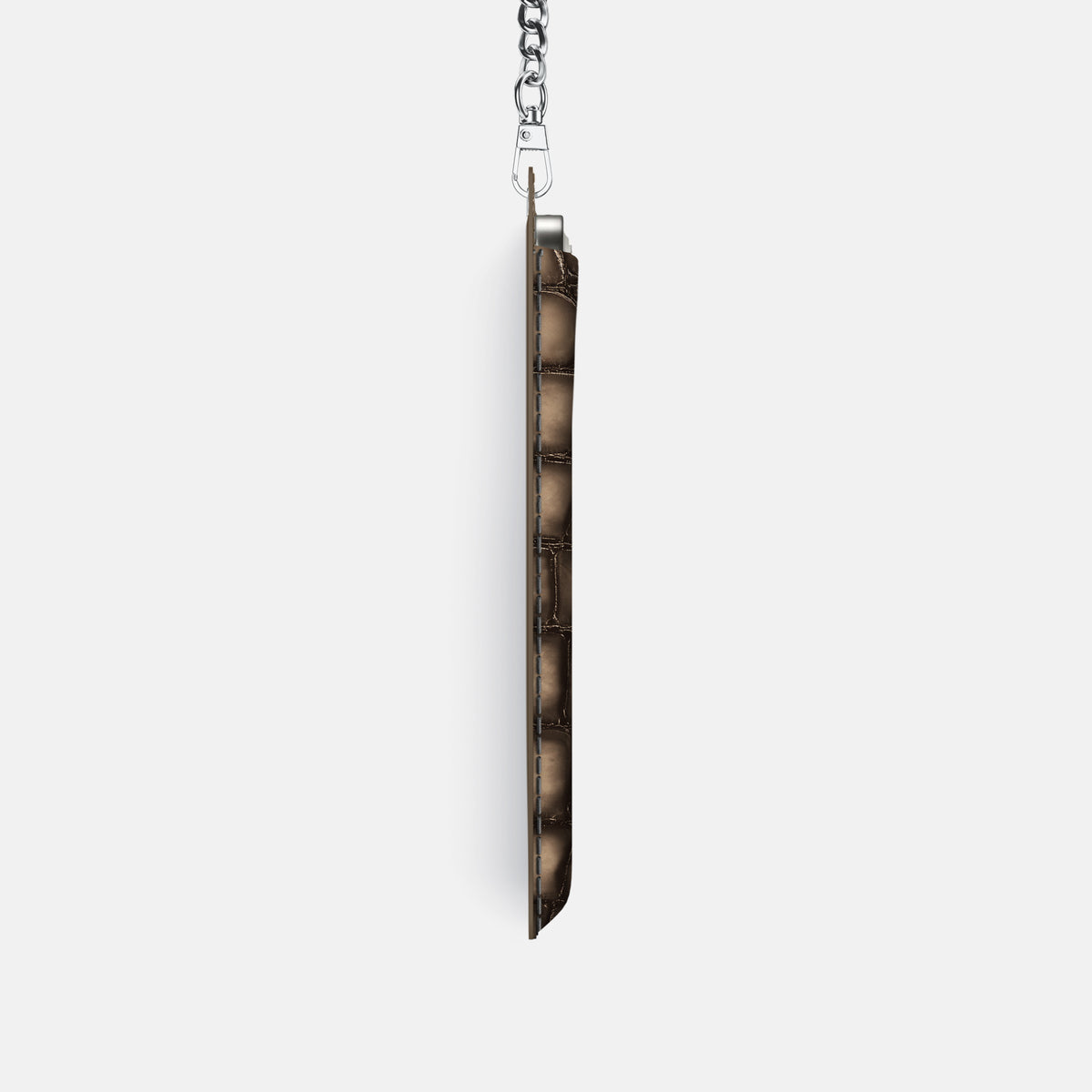 Crossbody Bag For iPhone 17 Pro In Patina Alligator -4 | Etoupe-Steel