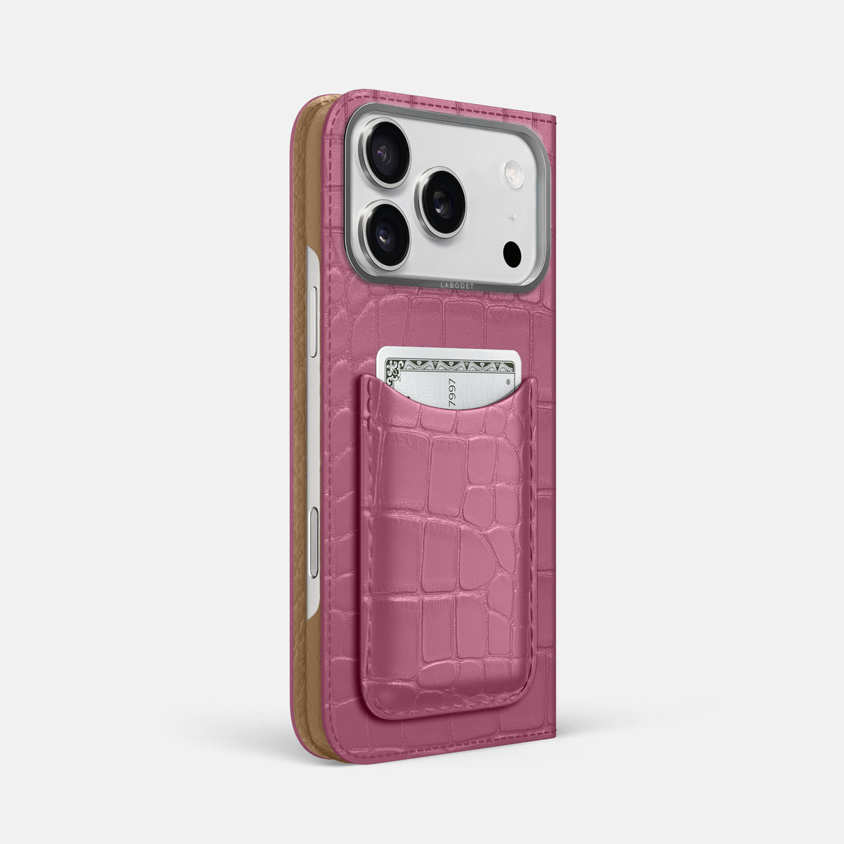 Folio Case with Card For iPhone 17 Pro Max In Alligator -1 | Pink-Lagoon-Steel
