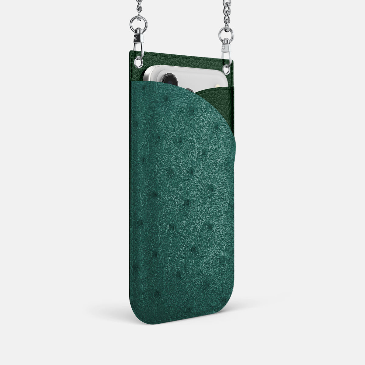 Crossbody Bag For iPhone 17 Pro In Ostrich -2 | Forest-Green-Steel