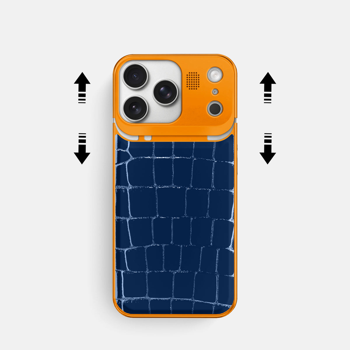 Metal Case For iPhone 17 Pro In Shiny Alligator -2 | Mediterranean-Orange