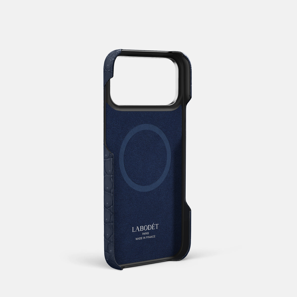 Handle Case For iPhone 17 Pro In Porosus Crocodile -4 | Deep-Blue-Sea-Steel