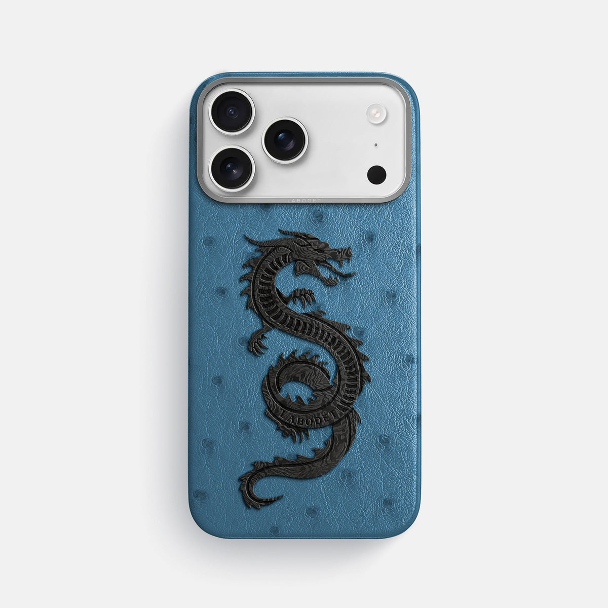 Classic Case With Carbon Dragon For iPhone 18 Pro Max In Ostrich -1 | Blue-Jeans-Steel