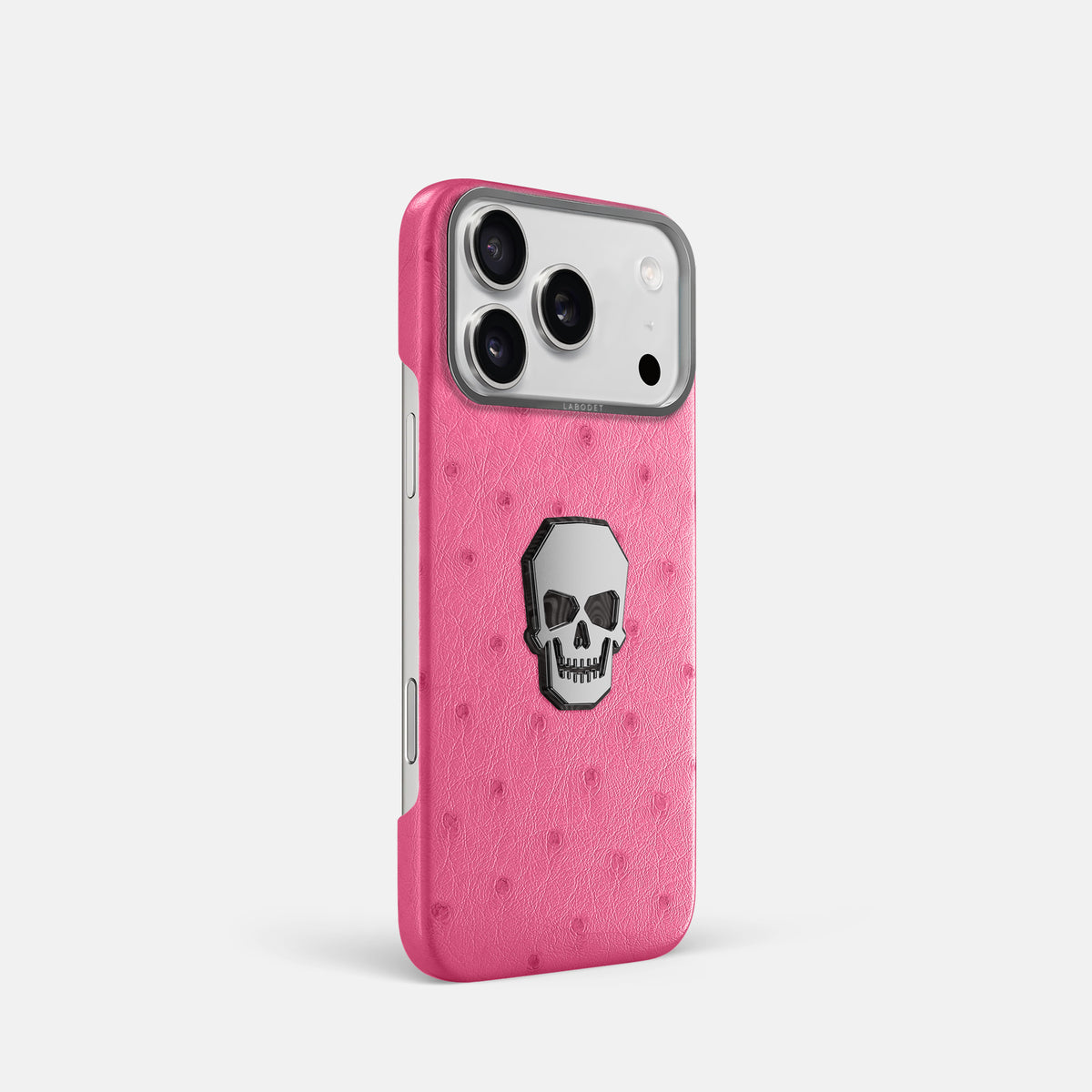Classic Case With Titanium Skull For iPhone 17 Pro In Ostrich -2 | Pink-Steel