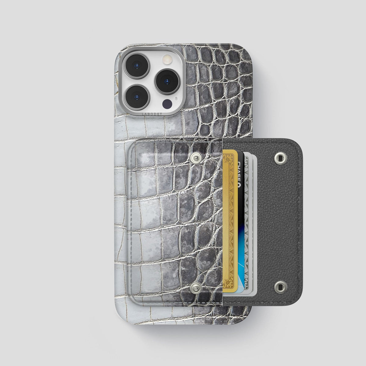 Silver iPhone 15 Pro Max Envelope Case Himalayan Crocodile -1 | Silver