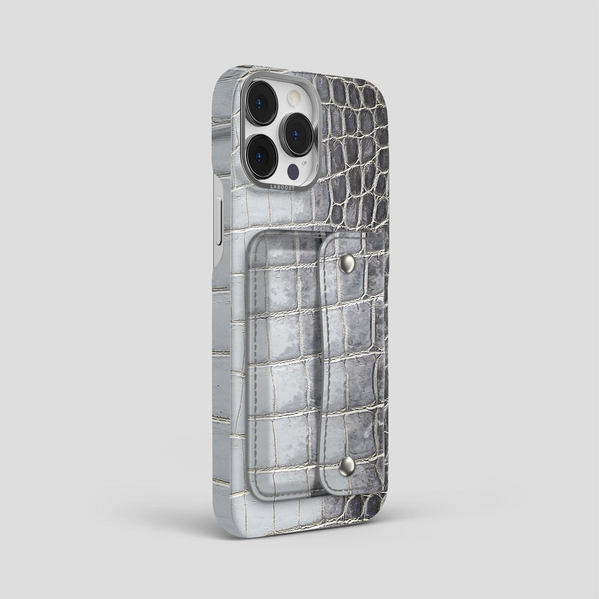 Silver iPhone 15 Pro Max Envelope Case Himalayan Crocodile -3 | Silver