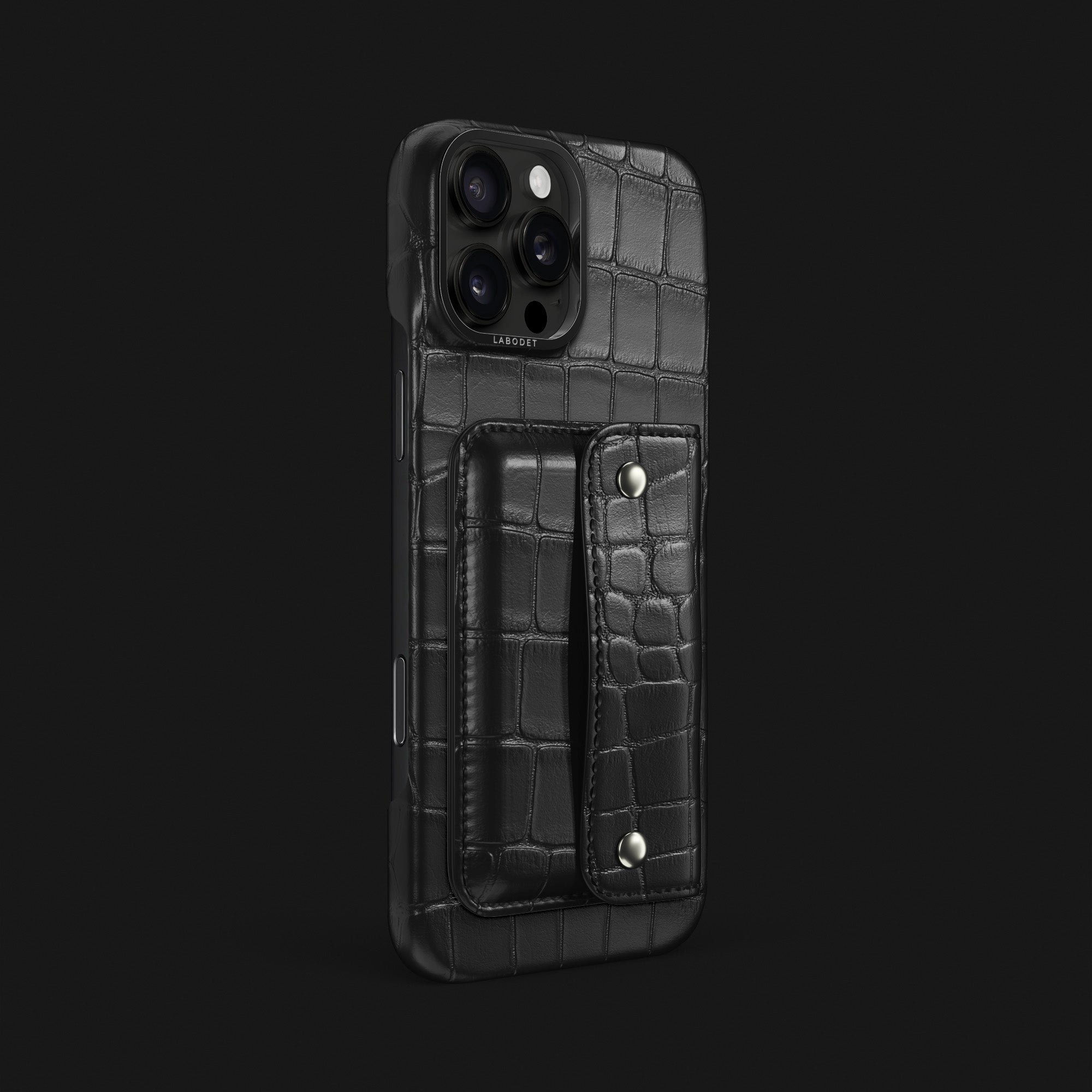 LABODET iPhone16proケース クロコダイル 本革　ブラック Envelope Case Edition Black For iPhone 16 Pro Max In Alligator