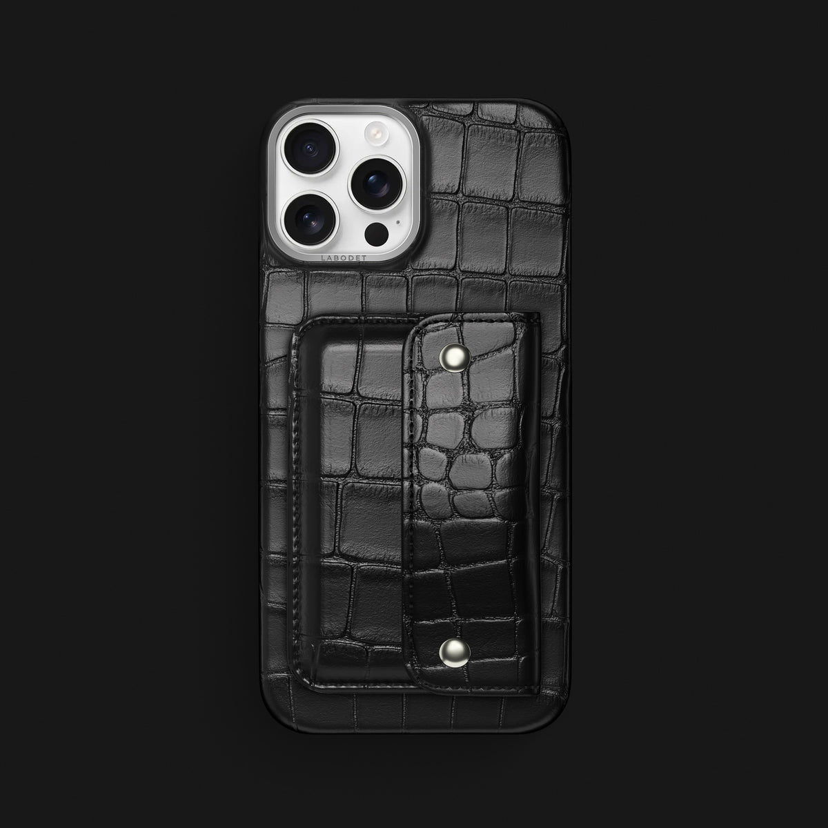Envelope Case Edition-Black For iPhone 16 Pro Max In Alligator with Steel Metal -1 | Edition-Black-Steel