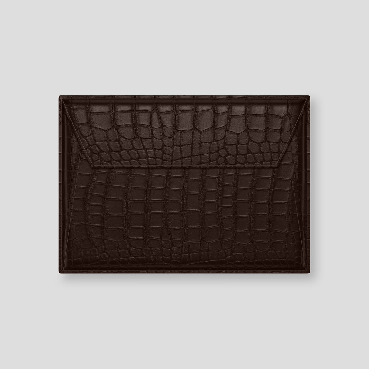 Dark-Brown Envelope For MacBook Air 15-inch (2023 / 2024) Alligator with Black Metal -2 | Dark-Brown-Black