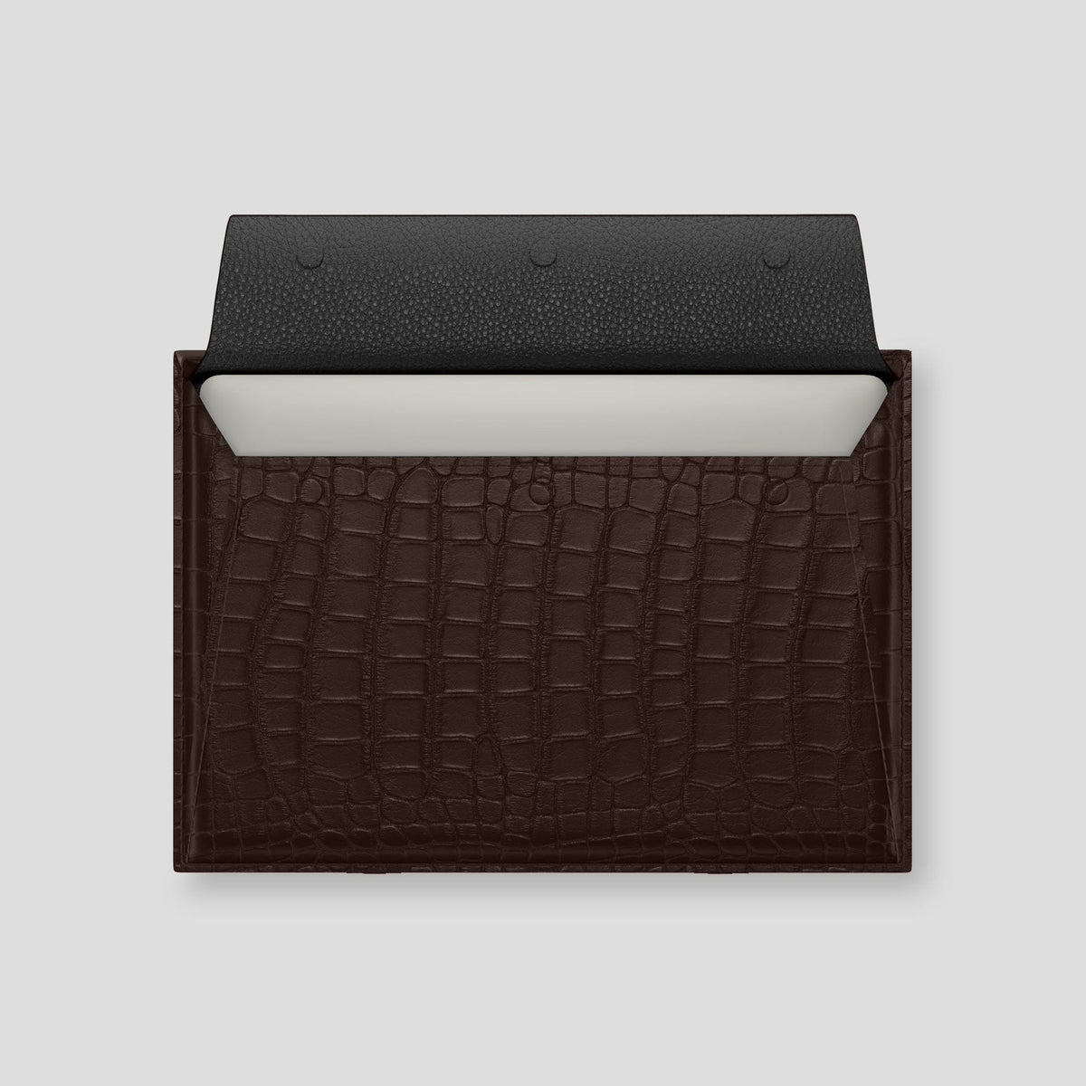 Dark-Brown Envelope For MacBook Air 15-inch (2023 / 2024) Alligator with Black Metal -3 | Dark-Brown-Black