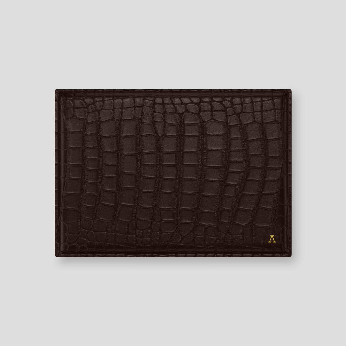 Dark-Brown Envelope For MacBook Air 15-inch (2023 / 2024) Alligator with Gold Metal -1 | Dark-Brown-Gold