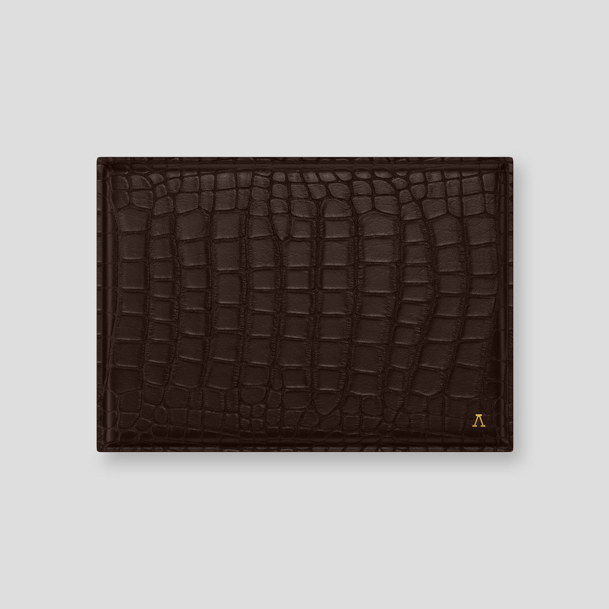 Dark-Brown Envelope Macbook 16 In Alligator with Gold Metal -1 | Dark-Brown-Gold