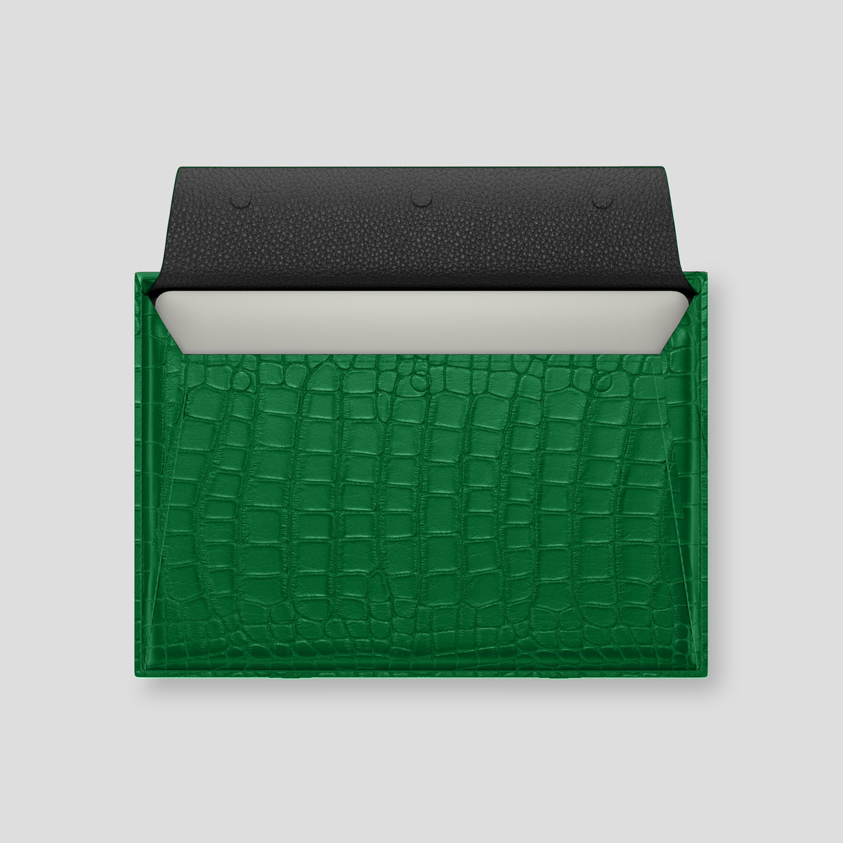 Forest-Green Envelope For MacBook Air 15-inch (2023 / 2024) In Alligator with Gold Metal -3 | Forest-Green-Gold