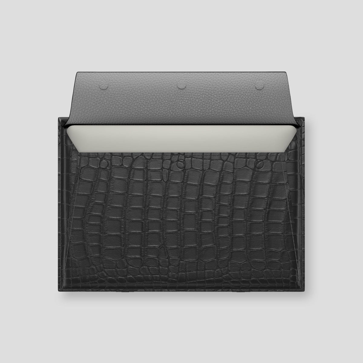 Grey Envelope For MacBook Air 15-inch (2023 / 2024) Alligator with Black Metal -3 | Grey-Black