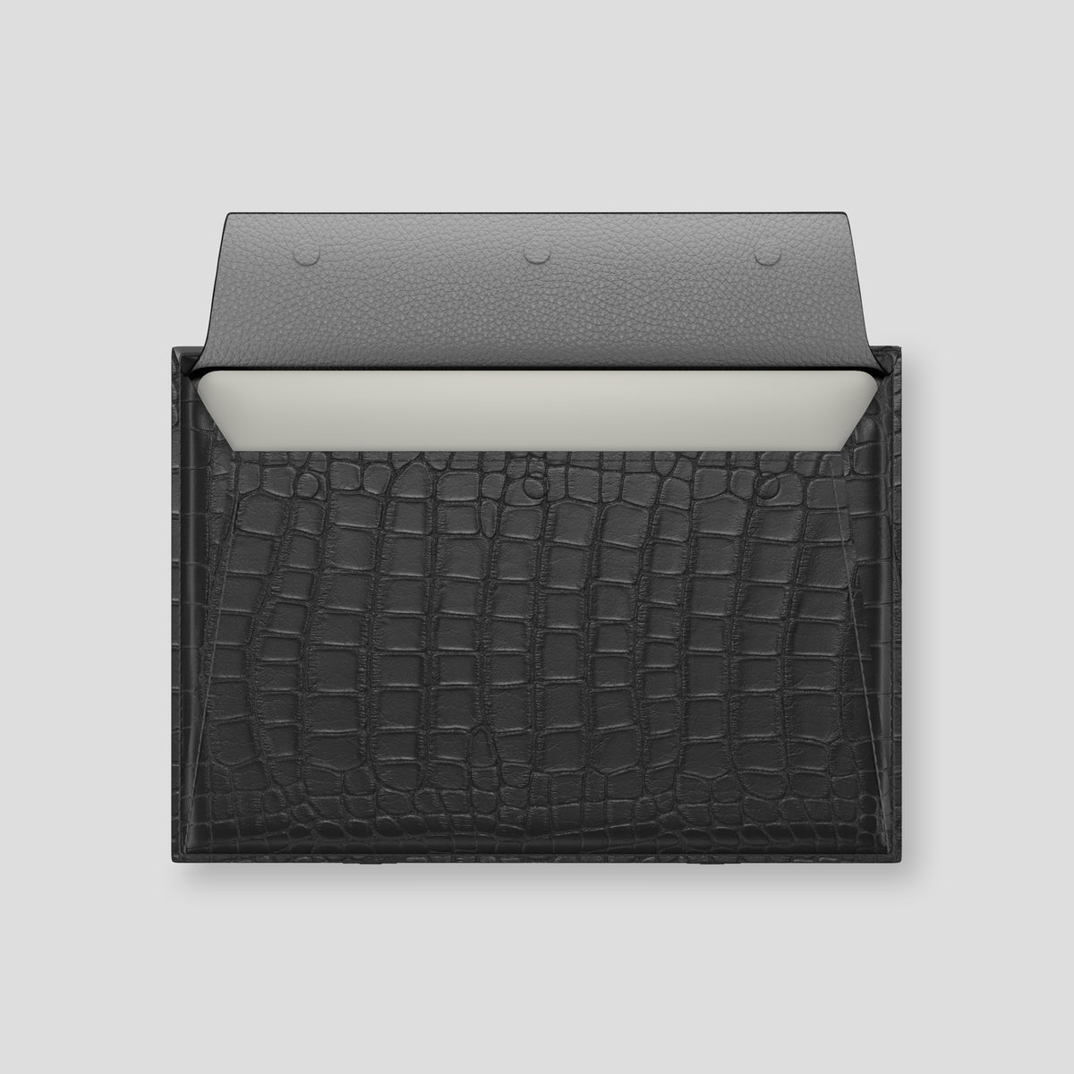 Grey Envelope Macbook 16 In Alligator with Gold Metal -3 | Grey-Gold