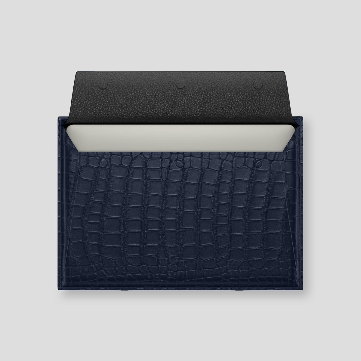 Navy Blue Envelope For MacBook Air 15-inch (2023 / 2024) Alligator with Black Metal -3 | Navy-Blue-Black