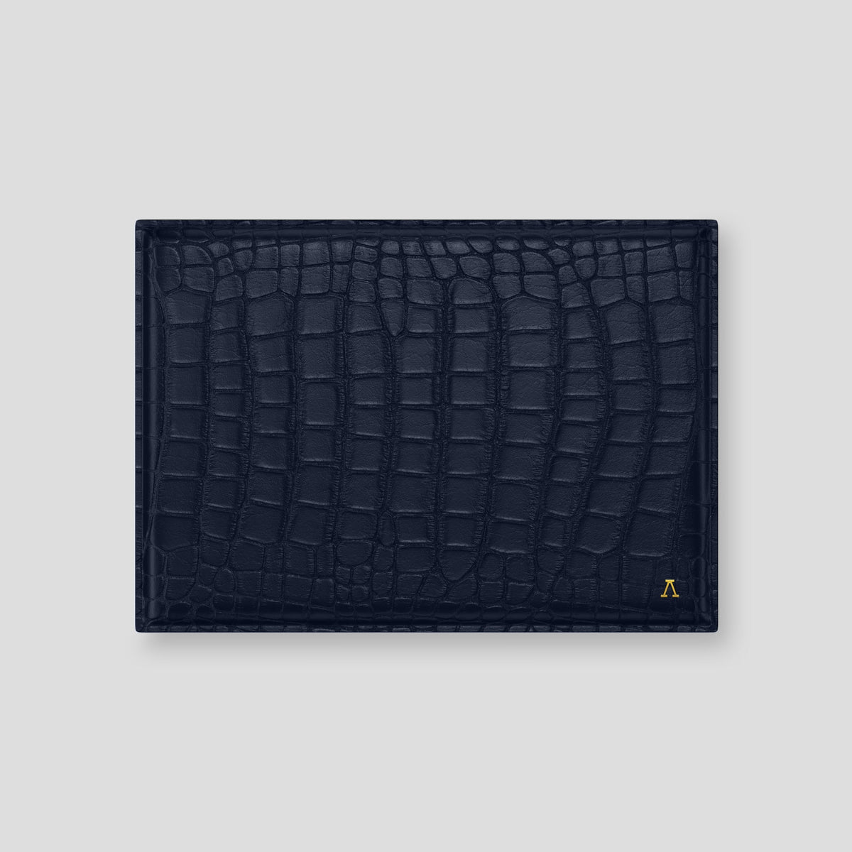 Navy Blue Envelope For MacBook Air 15-inch (2023 / 2024) Alligator with Gold Metal -1 | Navy-Blue-Gold
