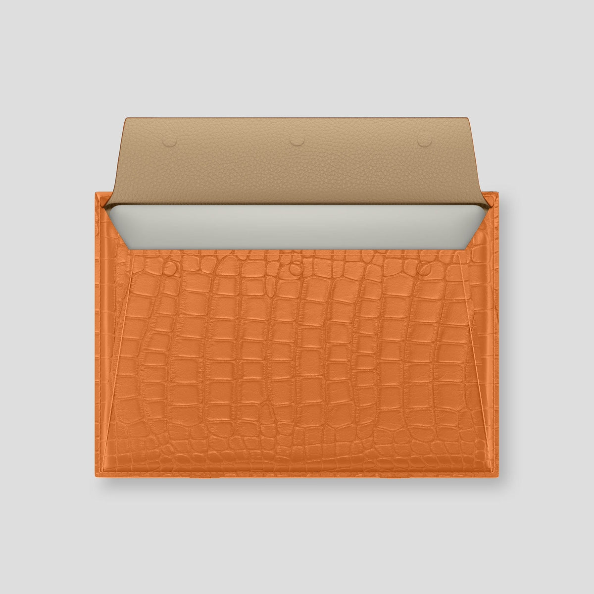 Orange Envelope For MacBook Air 15-inch (2023 / 2024) Alligator with Black Metal -3 | Orange-Black