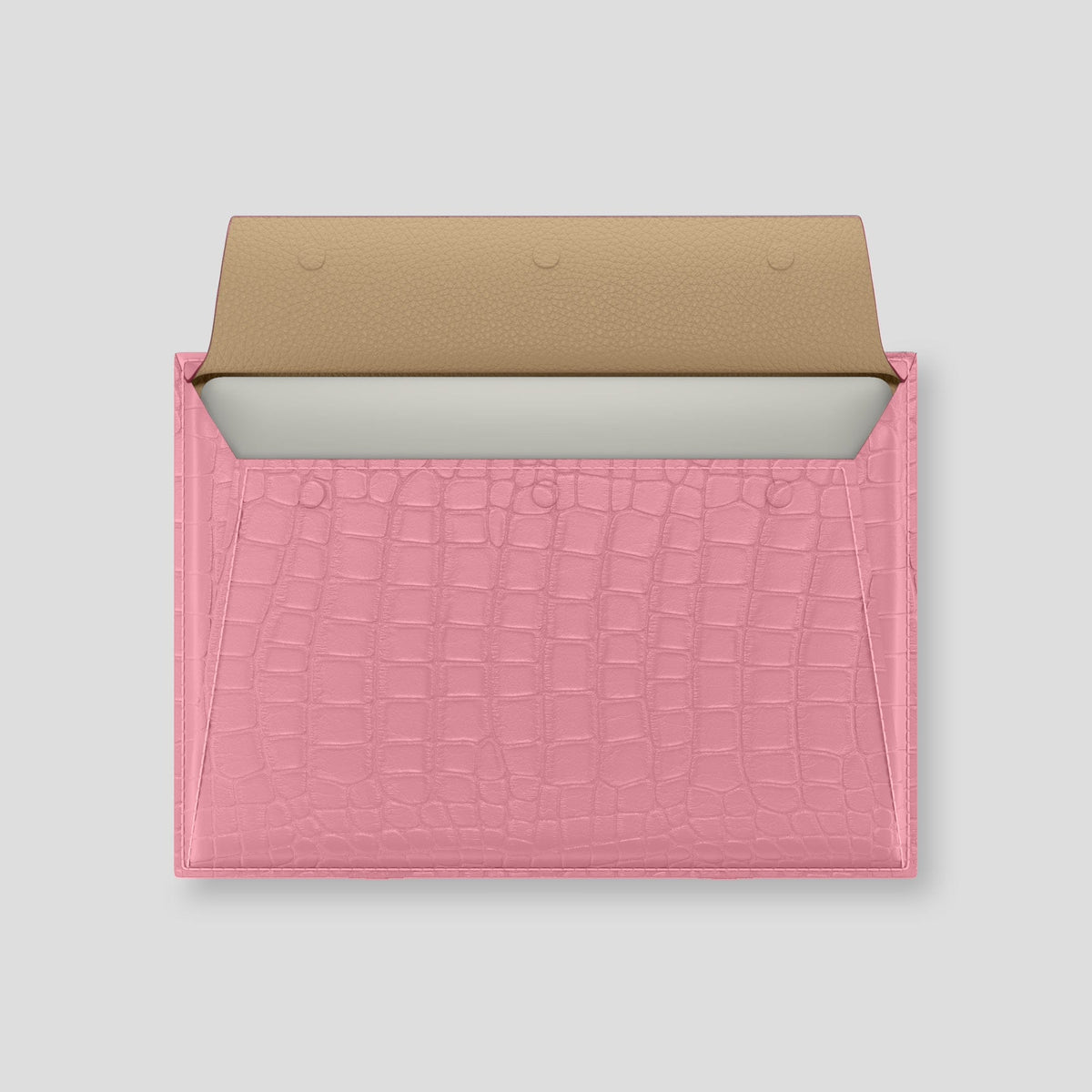 Pink Envelope For MacBook Air 15-inch (2023 / 2024) Alligator with Black Metal -3 | Pink-Black