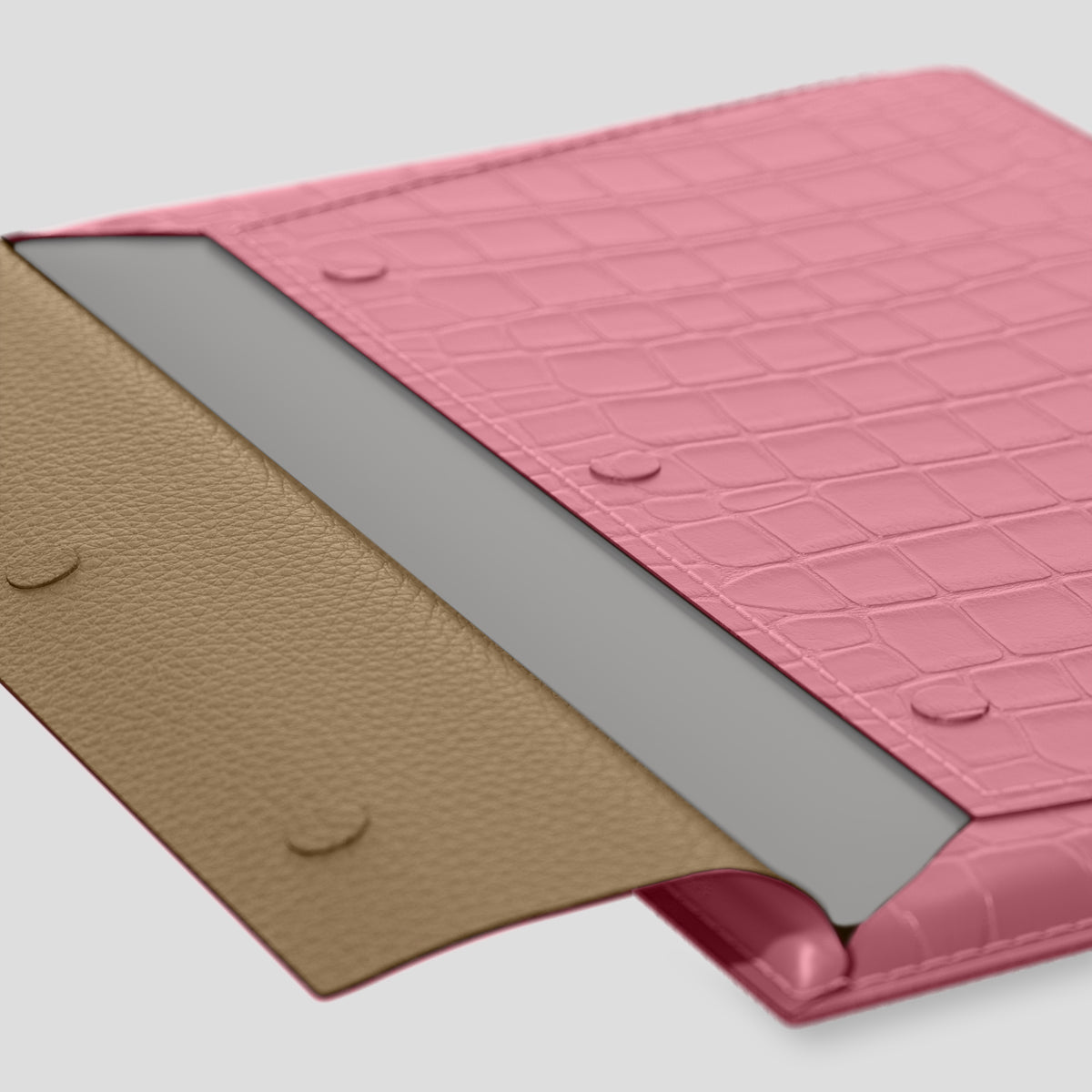 Pink-Lagoon Envelope Macbook 16 In Alligator with Gold Metal -5 | Pink-Lagoon-Gold
