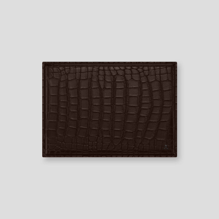 Dark-Brown Envelope For MacBook Air 13-inch (2022 / 2024) Alligator with Black Metal -1 | Dark-Brown-Black