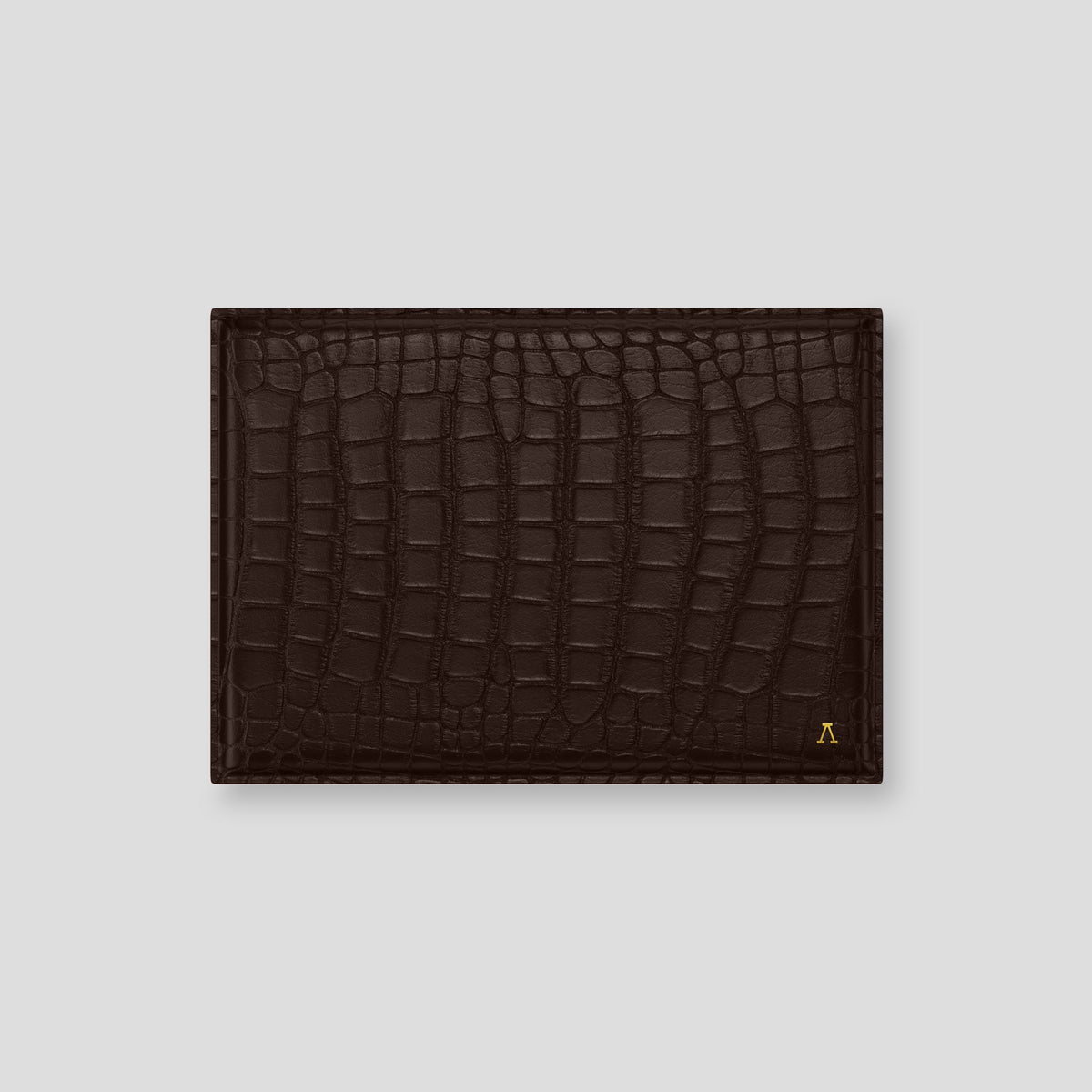 Dark-Brown Envelope For MacBook Air 13-inch (2022 / 2024) Alligator with Gold Metal -1 | Dark-Brown-Gold