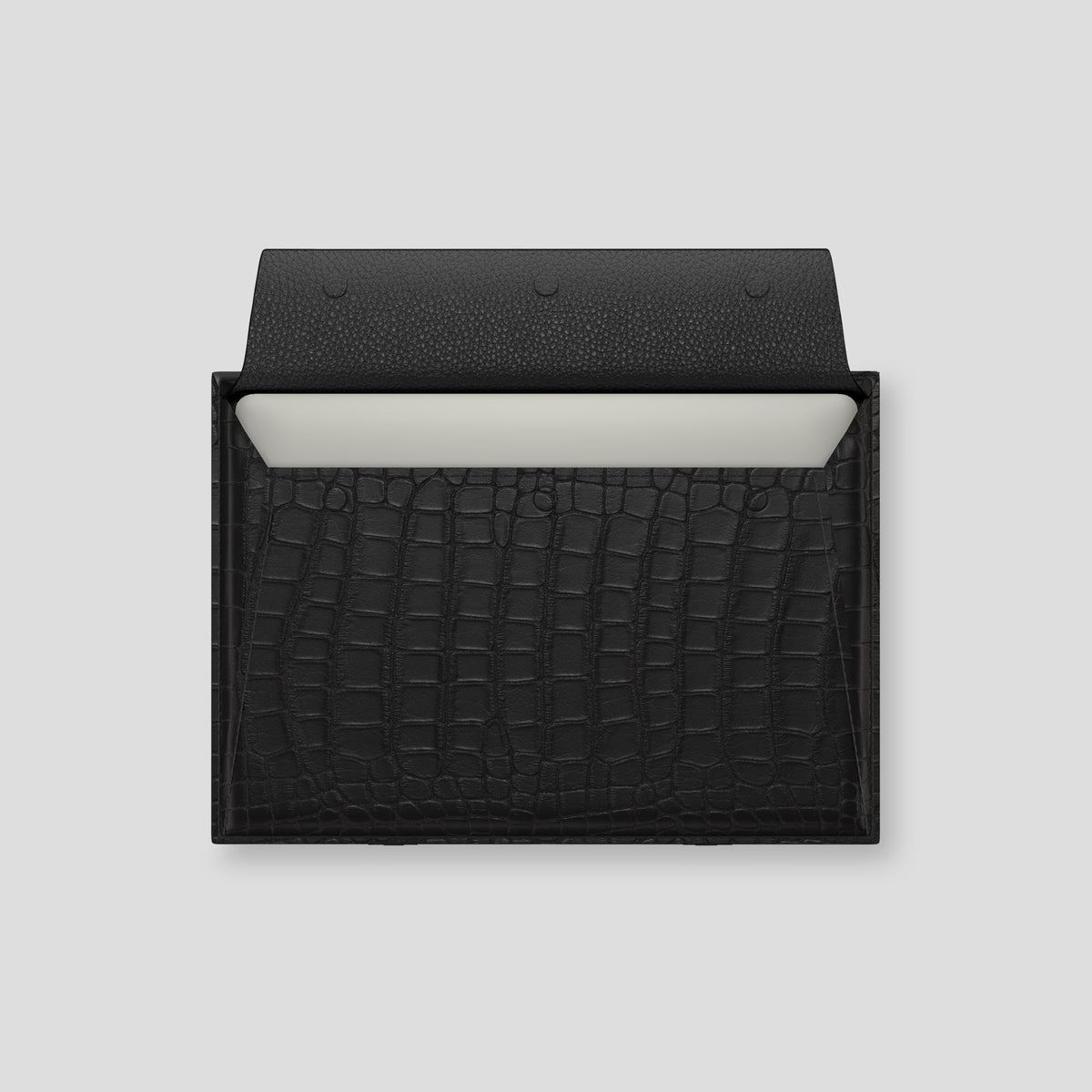 Black Envelope For MacBook Air 13-inch (2022 / 2024) Alligator with Black Metal -3 | Black-Black